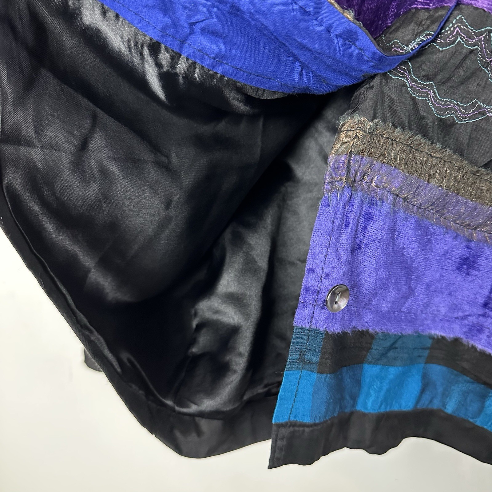 Vtg Tantrums Blazer Jacket Patchwork Blue Purple … - image 6