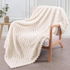 Exclusivo Mezcla Extra Large Soft Fleece Throw Throw  50x70 IN  Off White
