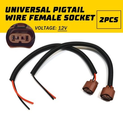 Extension Wire Female U Pigtail 9006 HB4 Two Harness Fog Light Replacement Plug