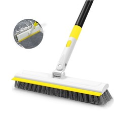 Floor Scrub Brush with 180° Rotating 50" Long Handle for Cleaning, 2 in 1 S
