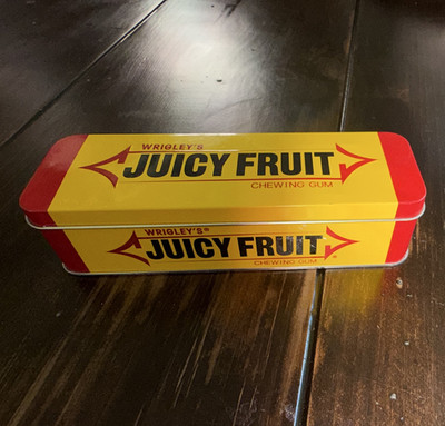Wrigley s Juicy Fruit Chewing Gum Advertising Tin 2004 Yellow Red