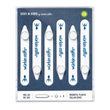 W&uuml;rkin Stiffs Plastic Magnetic Collar Stays for 2.5-inch (3 Pair), White X 6