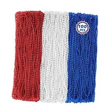 100 PCS 4th of July Beads, 33" Patriotic Beads Necklaces Bulk, RedWhiteBlue