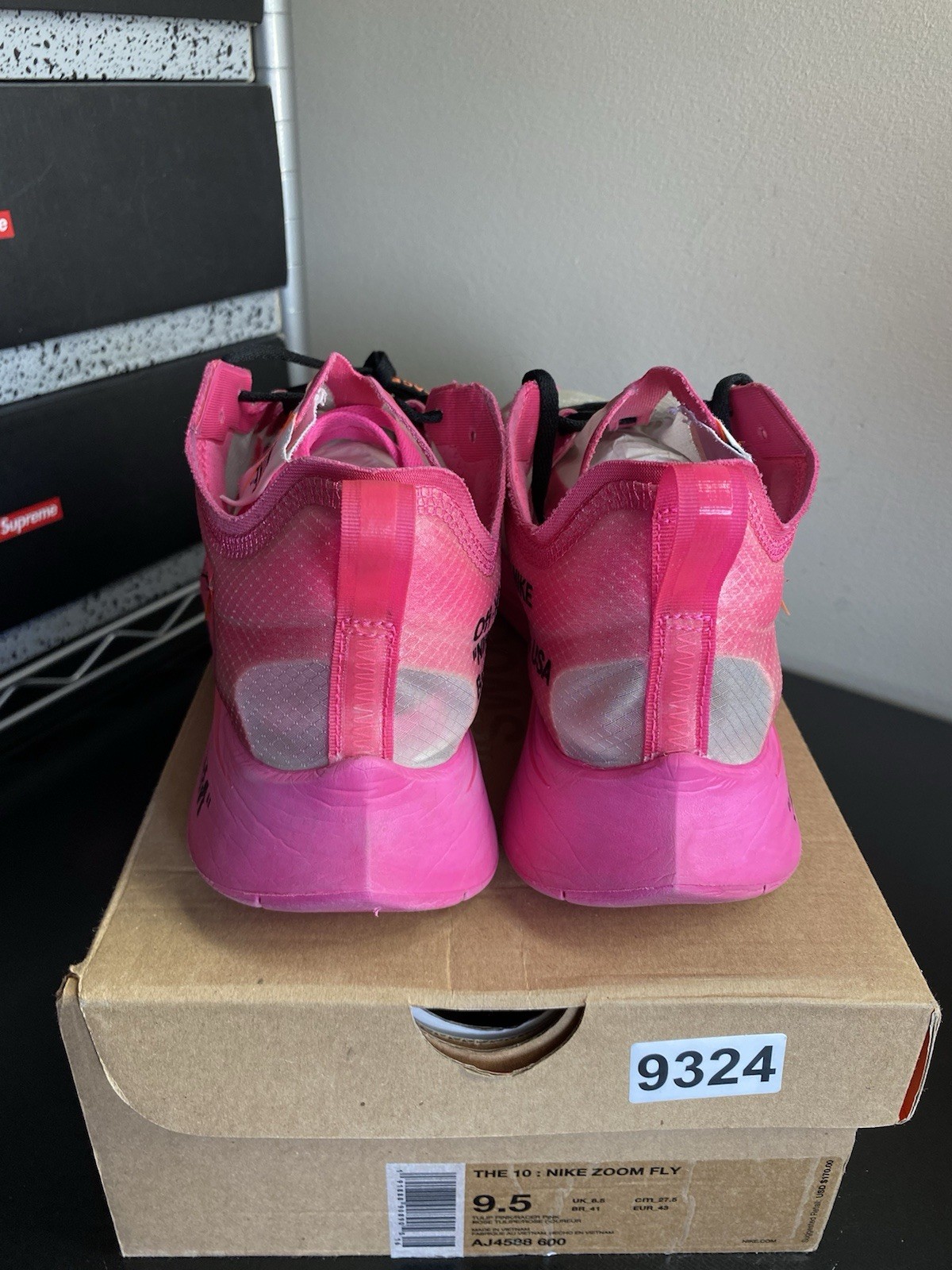 OFF WHITE X NIKE Taglia 9 5 Nike Off White x Zoom Fly SP rosa tulipano
