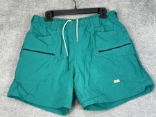 VTG LL Bean Extrasport Swim Trunks Mens Large Green Nylon Lined Zip Pockets USA