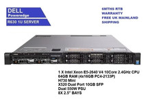 Dell Poweredge R630 1U Server E5-2640 v4 10Core 2.4GHz 64GB H730MINI
