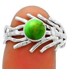 Copper Green Turquoise - Arizona 925 Sterling Silver Ring s.8.5 Jewelry R-1401