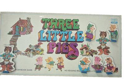 vintage 1971 THREE LITTLE PIGS Board Game WATCH THE WOLF!! selchow & Richter