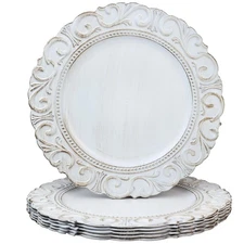 White Charger Plates Set of 6 Chargers for Dinner Plates 13 Inch Table Charge...
