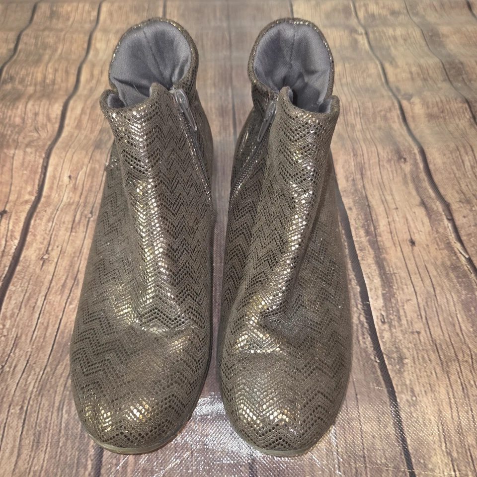 Arcopedico Boots Womens 7 Bronze L19 Ankle Zip Up Chevron 2"  Heel - Image 2 of 4