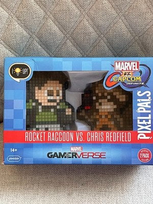 PIXEL PALS MARVEL CAPCOM ROCKET RACCOON VS CHRIS REDFIELD FIGURES NEW OPEN BOX