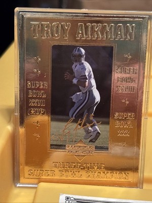 1997 Upper Deck 22k Gold Commemoratives - Troy Aikman 3-Time Super Bowl Champ  