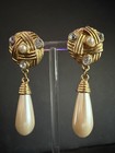 Vintage Runway Dangle Pearl Drop Clip on Earrings  — photo 1