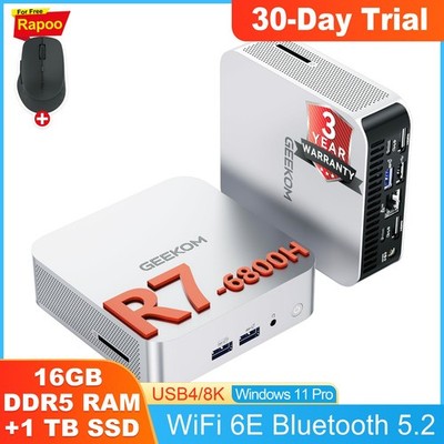 GEEKOM A6 Mini PC mit AMD Ryzen 7 6800H Win-11 Pro, 16GB DDR5 RAM 1TB M.2 SSD
