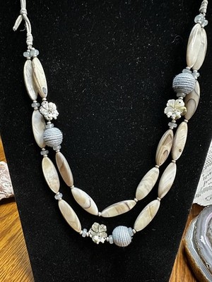 Artisan-crafted Shades Of Gray Abalone Necklace On Cord Adjusts From 22  To 32 