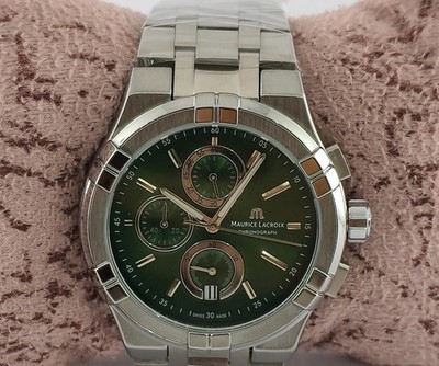 Maurice Lacroix Chronograph Green Dial With Date Men Wristwatch ''Stay Punctual''
