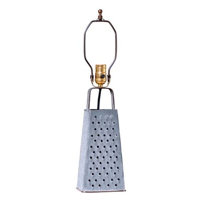 Irvins Country Tinware Cheese Grater Lamp Base in Weathered Zinc