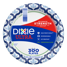 Dixie Ultra Compostable Paper Plates 6-7/8 Inch 300 Count Disposable Heavy Duty