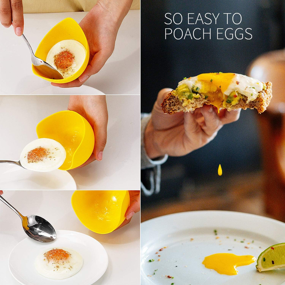 Egg Poacher -  Poached Egg Cooker with Ring Standers, Silicone Egg Poacher Cup f