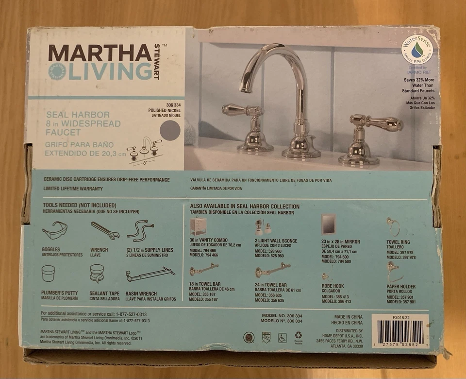 Martha Stewart Living Seal Harbor 8 pulgadas grifo extendido níquel pulido 306 334 Foto 2 de 2