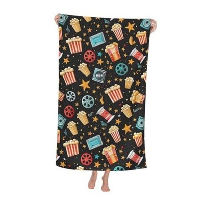 Movie Night Beach Towel, 32x52in Microfiber Quick Dry Colorful Film Popcorn