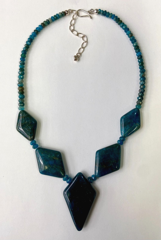 HSN Jay King Sterling Silver Diamond Shape Apatite 18" Necklace