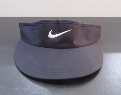 Nike Hat Cap Strap Back Black White Swoosh Visor Golf Golfer Lightweight Mens