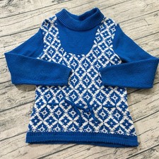 Bobbie Brooks Fits S/M Argyle Sayelle Knit Sweater Tie Accent Boho Vtg 60s