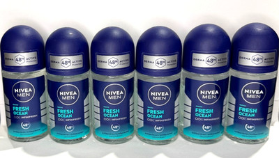 Nivea Men Anti Perspirant Roll On,Fresh Ocean Infinifresh Deodorat 48H  -6 PACK-