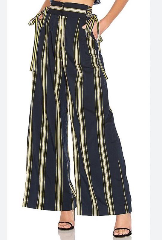 Tanya Taylor Dawn Pant In Navy Stripe $395 Palazzo Wide Leg