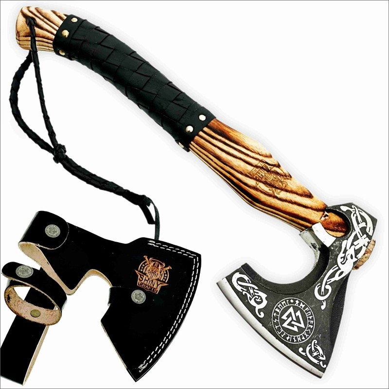 Customs Handmade Valkunt viking Axe valentine's Day Gift,Leather Wrapped VBA-07
