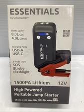 Schumacher Essentials 1500 Peak Amp 12V Jump Starter w/USB-C & USB-A Port C3 New