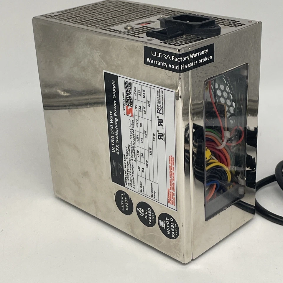 Ultra D0207 550 W ATX Switching Power Supply Computer Chrome Blue Light Fan - Image 4 of 4