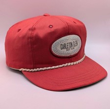 VTG Carleton Glen Golf Club Snapback Hat Cap Vintage Derby Cap USA Made Rope Red