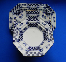 ANTIQUE COALPORT OCTAGONAL BLUE SHAMROCK TWO PLATTERS TWO PLATES TWO BOWLS