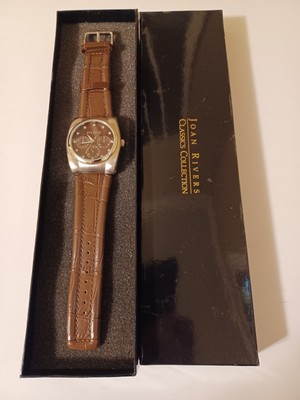 New Joan Rivers Classics Brown Dial Bezel Quartz Watch, Brown Leather Strap V377