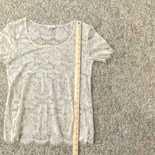 Camicetta donna Fossil taglia X piccola pizzo trasparente manica corta top floreale beige - Foto 9 di 9