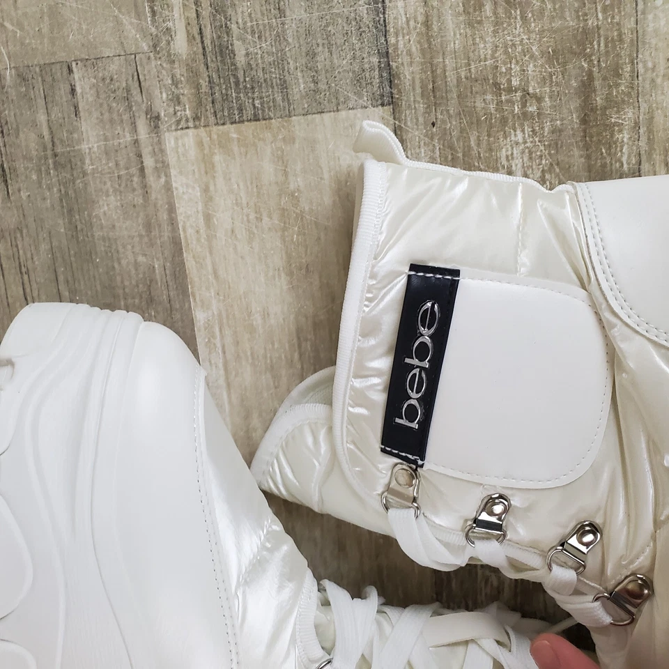 Женские сапоги Bebe Jadah размер 8,5 белые с круглым носком на шнуровке боковой универсальный карман - Изображение 3 из 4