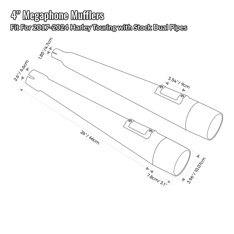 Tubo de escape silenciadores megafone deslizante 4" ajuste para Harley Road Glide King 17-24 - Imagem 4 de 4