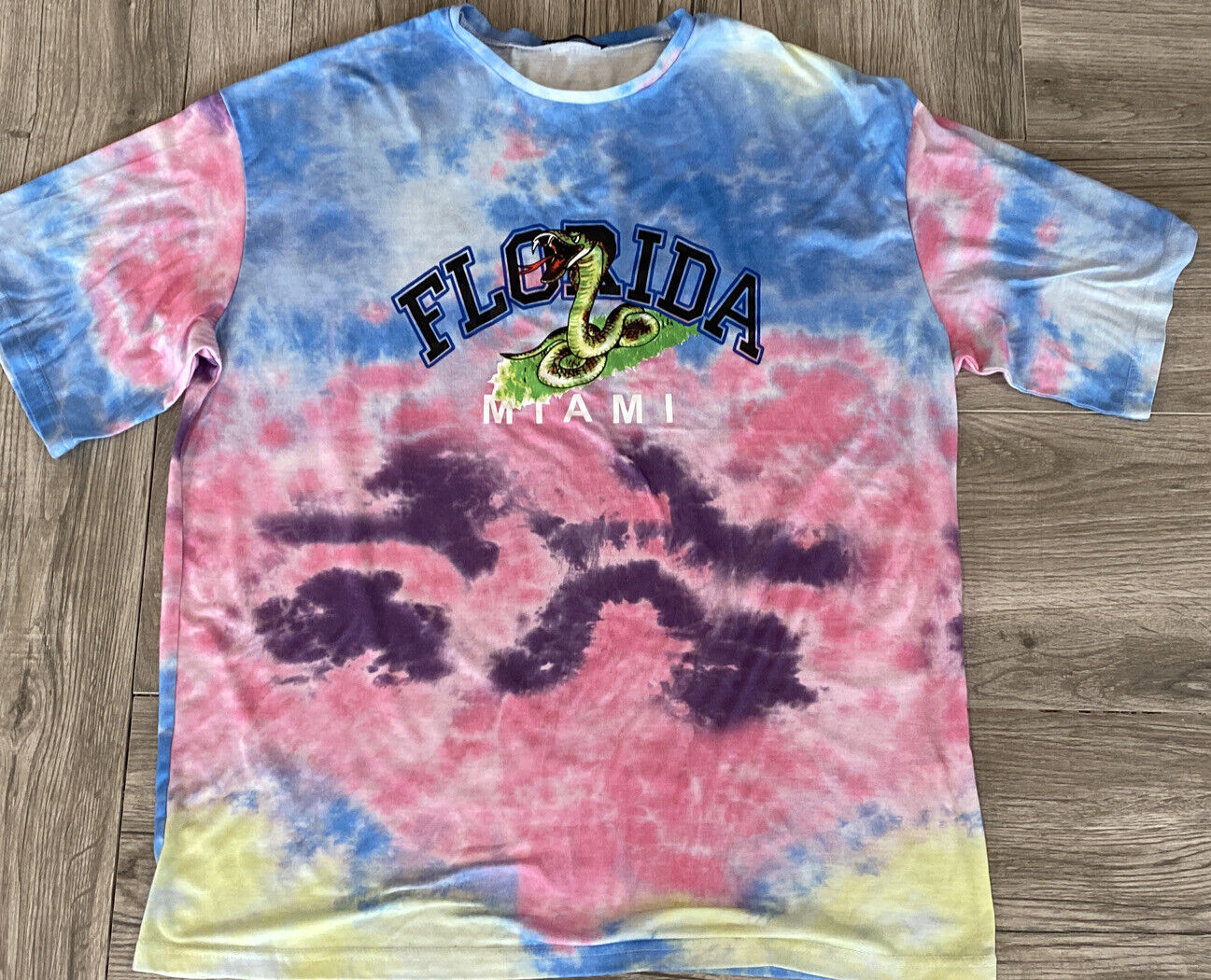 Shein Tie Dye T-Shirt Miami Florida Tee Size Medi… - image 1