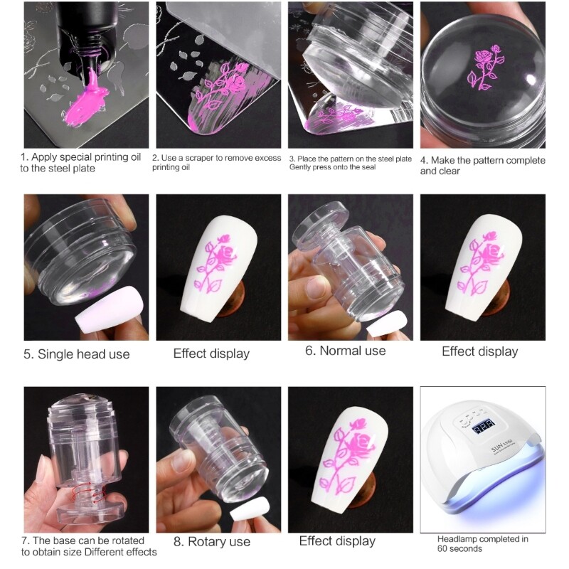 Nail Stamper with Scraper Rotatable Nail Art Stamping Tools Nail