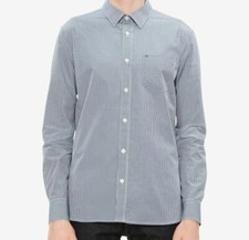  162 Calvin Klein Men's Slim-Fit Blue Long-Sleeve Button Top Shirt M DAMAGED 