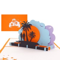 "Pop Up Karte \"Love´S Beach Sunset\" 3D Hochzeitskarte, Valentinskarte, Gutschein"