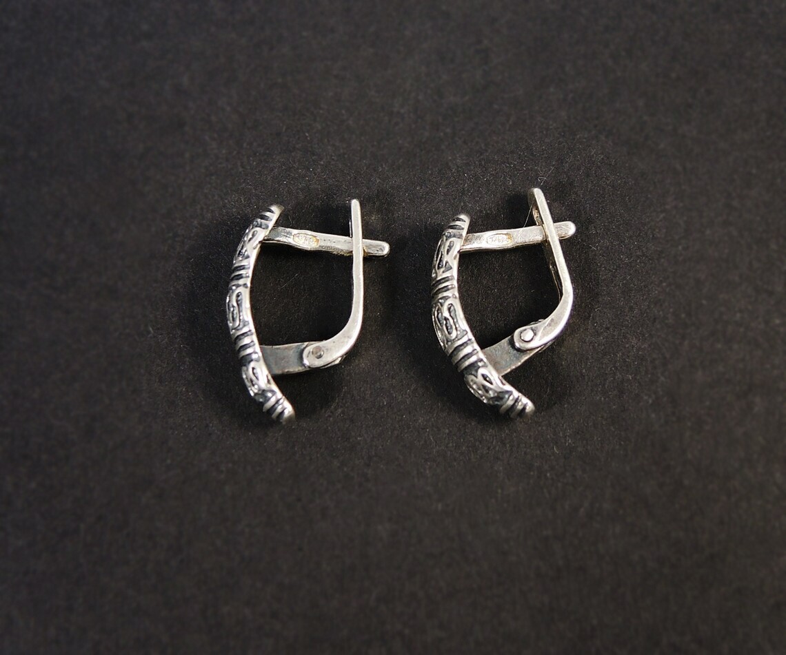 Filigree Earrings, Solid Small 925 Silver Earring… - image 5