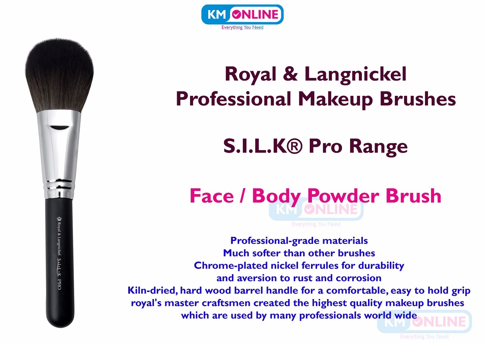 Royal & Langnickel Silk Pro Large Powder Brush – Synthetic Brush for Face & Body
