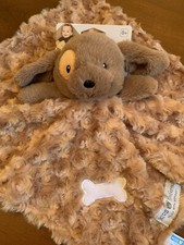 Kids Preferred Brown Puppy Dog Security Blanket Silky Swirls Curls 14  X 15  New