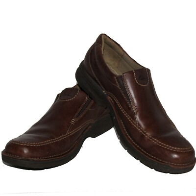 Clarks Mens/ Hommes Brown Leather Upper Slip On Loafers Mens 