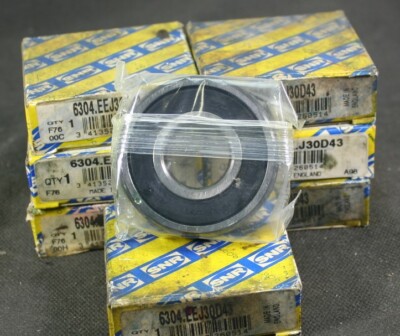 One (1) SNR 6304 EE J30 D43 Deep Groove Bearing 20 mm ID NTN England NEW