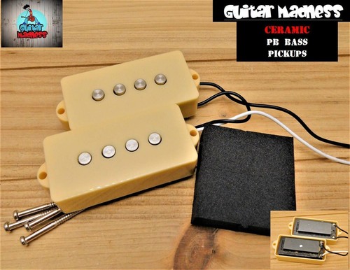 G.M. Ceramic PB Precision Bass Pickup Set Cream Covers - Picture 1 of 7