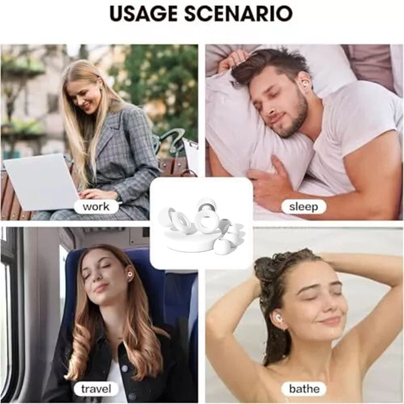 可重复使用硅胶耳塞降噪耳塞保护学习睡眠游泳 — 第 4/4 张图片